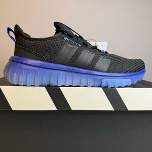 Adidas Black Mesh Sneakers with Blue Sole
